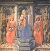 Madonna and Child Enthroned with Sts Francis,Damian,Cosmas and Anthony of Padua Fra Filippo Lippi